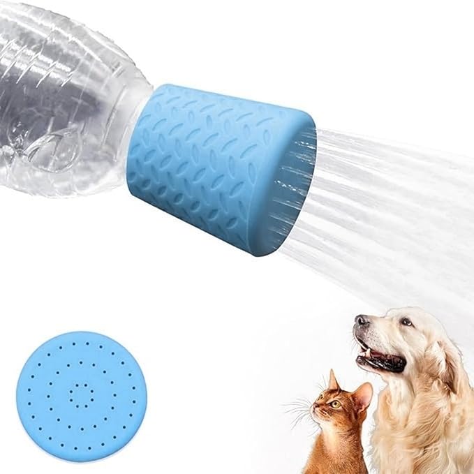 Portable Outdoor Shower for Dogs Bottle Attachment Outdoor Sprayer Accessory for Most Plastic Water Bottles for Bathing Pets During Outdoor Activities, Hiking and Camping. (Blue)