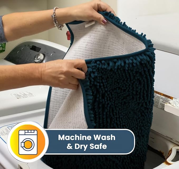 Muddy Mat® Shown on TV–Super Absorbent Microfiber Dog Door Mat for Muddy Paws, Non-Slip Washable Pet Rug, Quick Dry Chenille Entryway Carpet, Machine Washable Indoor Outdoor mat–Atlantic Blue 28"x18"