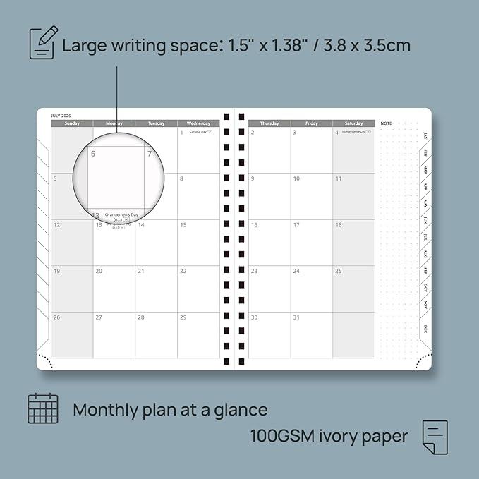 POPRUN 2026 Planner (Medium - 6.5'' x 8.5'') with Hourly Schedule, Vertical Layout - 2026 Weekly Calendar (Jan. 2026 - Dec.2026) for Time Management, Monthly Tabs, Spiral Bound, Soft Cover - Green