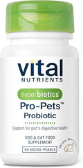 Vital Nutrients Pro Pets Probiotics for Dogs and Cats | Dog Probiotics for Digestive Health, Gut Health, Occasional Diarrhea* | Tasty Meat Flavor | Non-GMO | Hyperbiotics | 60 Micro Tablets