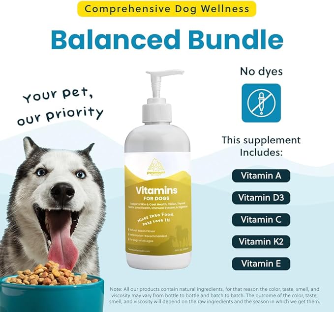 Liquid Multivitamin for Dogs with Probiotics, 8 in 1 Vitamins for Immune Support, Energy & Digestion, High Absorption Liquid Dog Supplement, Made in USA, 16 oz