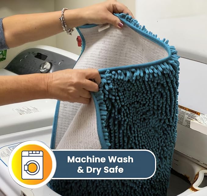 Muddy Mat® Original Dog Door Mat for Muddy Paws, Super Absorbent Microfiber, Non-Slip Washable Pet Rug, Quick Dry Chenille Entryway Carpet, Machine Washable Indoor Outdoor mat, Sky Blue 35"x60"