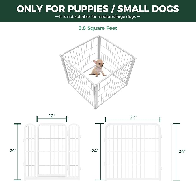FXW Homeplus Unleashed Indoor Dog Playpen - Stress-Free and Safe Play, Heavy Duty 24 Inch 4 Wire Panels Dog Pen for Puppy and Small Dogs, White│Patented