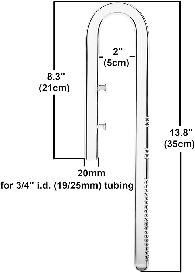 Glass Lily Pipe Set Outflow with Surface Skimmer & Multi-Level Water Intake (20mm for 19/25mm (3/4'' i.d.) tubing)