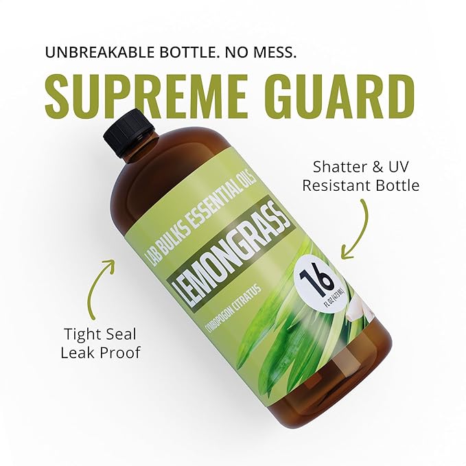 Lemongrass Essential Oil 2-Pack, 16oz Bottle, Bulk for Diffusers, Home, Care, Aromatherapy, Candles