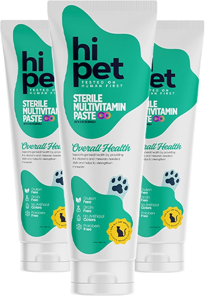 Hi Pet Multivitamin Cat Malt, Cat Treats Lickable, Supports Immune System, Metabolism, Dental Health, Weight Control, Iron for Cats, 2.65 Oz (Pack of 3)