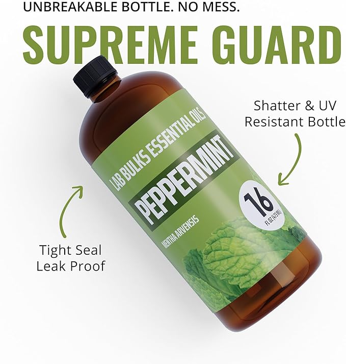 Peppermint Essential Oil, 16 oz Bottle for Diffusers, House Cleaning, Candles, 1 Pack, Aromatherapy Oil