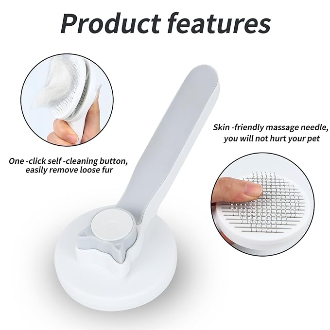 2PCS Pet Grooming Kit，Cat Brushes、Cat Nail Clipper，Cat Grooming Brush for Sedding and Grooming Fur（Grey）