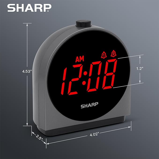Sharp Alarm Clock for Bedroom, 2 Alarms, Easy to Read Display, Simple Basic Digital Clock with Dual USB and USB-C Charging Ports, Dimmable, Snooze, Perfect for Kids, Teens, Senior, Home Office