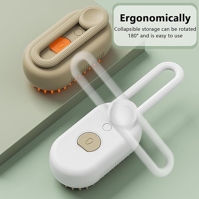 3 in 1 Cat Steam Brush, Pet Steam Cats Brushes Rechargeable Anti-Static Grooming Brushe, Vibration Massage Cleaning Shedding & Combing Multifunctional Hair Removal Comb for Cats Dog (White)