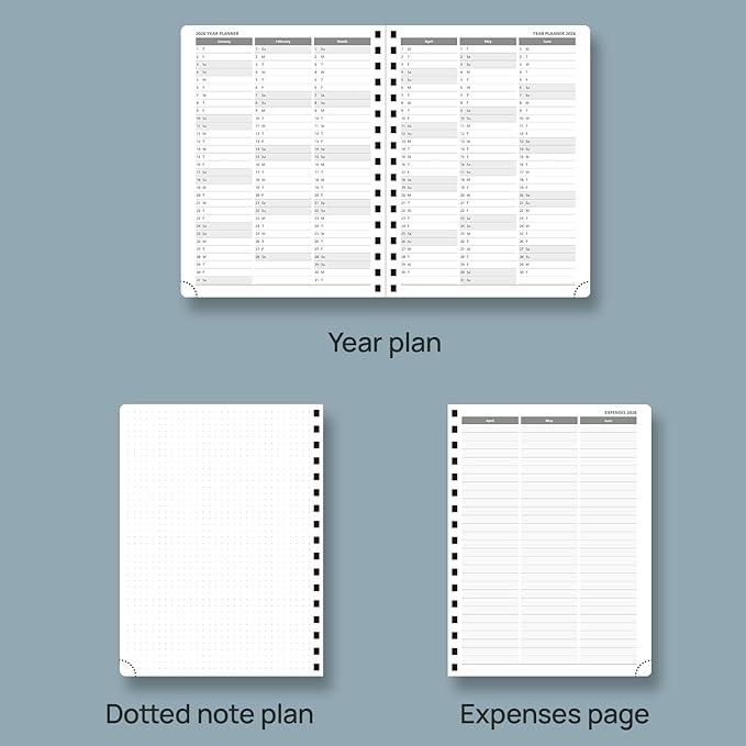 POPRUN 2026 Planner (Medium - 6.5'' x 8.5'') with Hourly Schedule, Vertical Layout - 2026 Weekly Calendar (Jan. 2026 - Dec.2026) for Time Management, Monthly Tabs, Spiral Bound, Soft Cover - Purple