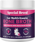 Cat Multivitamin with Grass-Fed Beef Bone Broth – Daily Supplement for Immune, Joint, Skin, Coat & Gut Health – Omega 3s, Lysine, Beta Glucan, Vitamins A-E, C, D – 90 Day Supply – No Fillers