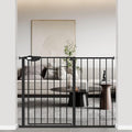WAOWAO Triple Lock Baby Gate Extra Wide 44.48-48.42" Pressure Mounted Walk Through Swing Auto Close Safety Black Metal Dog Pet Puppy for Stairs,Doorways,Kitchen