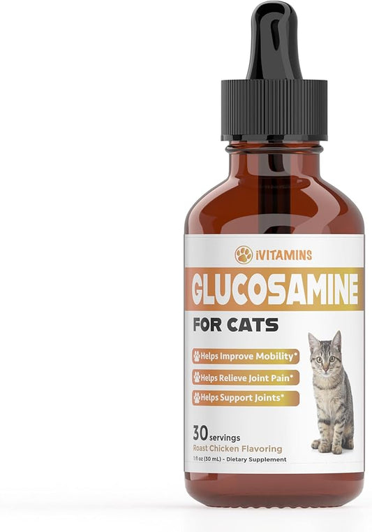 Glucosamine for Cats | Cat Glucosamine | Glucosamine for Cats Liquid | Cat Joint Supplement | Joint Supplement for Cats | Cat Joint Pain Relief | Joint Support for Cats | 1 fl oz: Chicken Flavor