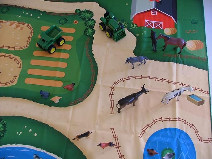 Farm Play Mat for Farm Toys | Foldable Solution |Large Size 57” x 57” | Farm Animals | Tractor Play| Activity Mat | by Play Mat Factory