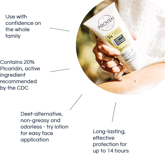 Proven Insect Repellent Lotion, Keep Mosquitoes, Ticks and Flies Off, DEET Alternative Repellent, Up to 14-Hour Protection, Great for Outdoor Camping and Hiking, 6 Ounce, Odorless Lotion