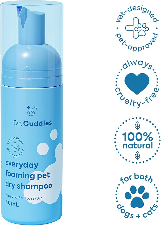 Foaming Dog Dry Shampoo, Travel Size Waterless Dog Shampoo No Rinse, Waterless Cat Shampoo, Natural Botanicals & Deodorant for Dogs & Cats, Vet Formulated, Cleans & Conditions, Summer Pawty Pack of 6