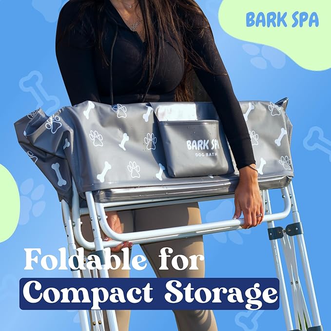 Dog Bath Tub - Free Brush & Towel – Foldable & Portable Dog Washing Station – Lightweight Dog Bath for Indoor & Outdoor Grooming – Fits in Shower or Bath