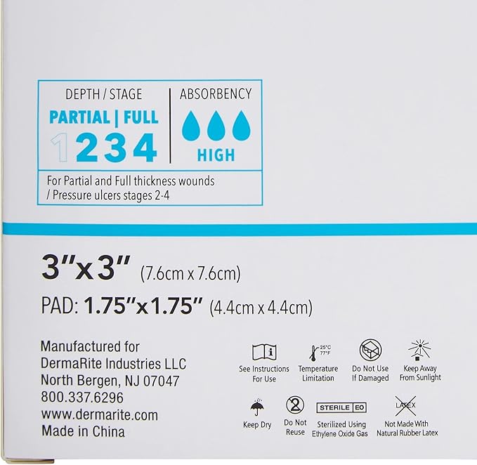 DermaRite's ComfortFoam Border, Foam Wound Dressing - Flexible and Soft Silicone, Self Adhesive, No Natural Rubber Latex - 3 in. x 3 in., 1 Count, 10 Packs, 10 Total