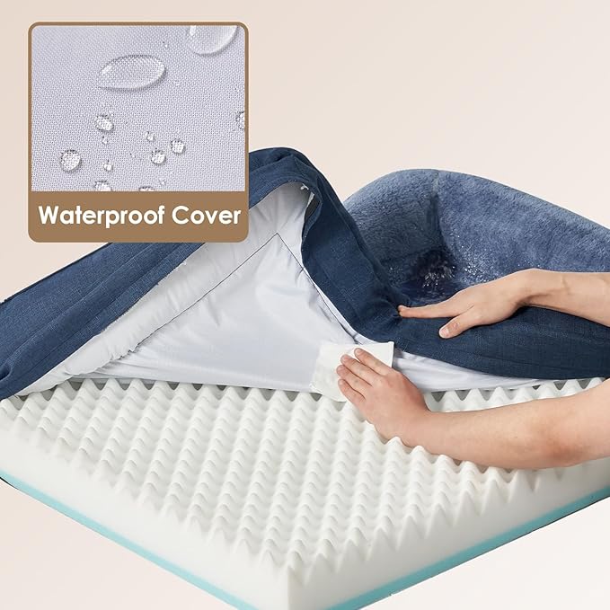 EHEYCIGA Memory Foam Dog Bed for Large Sized, Orthopedic Dog Sofa with Sides and Waterproof Liner, Washable Bolster Pet Couch with Removable Cover, 36x27x7 Inch, Navy