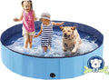 Foldable Dog Bath Swimming Pool Plastic Kiddie Pool Professional Tub Collapsible Grooming Bathtub for Pets Kids Baby and Toddler, 63 x 12 Inches Blue