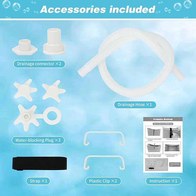 YUEPET Extra Large Foldable Dog Bath Tub for Large Dogs, 49 Gal Portable Dog Bathtub Lightweight Hightened Pet Wash Station with Drain Plug for Big Dogs Indoor/Outdoor Bathing, Camping (Blue)