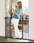34" Extra Tall Baby Gate for Stairs, Auto Close Stroller Friendly Dog Gate Indoor for Doorways, Pressure Mounted 29"-40" W Baby Gate, Easy Walk Through Gate for Children & Pets, Black