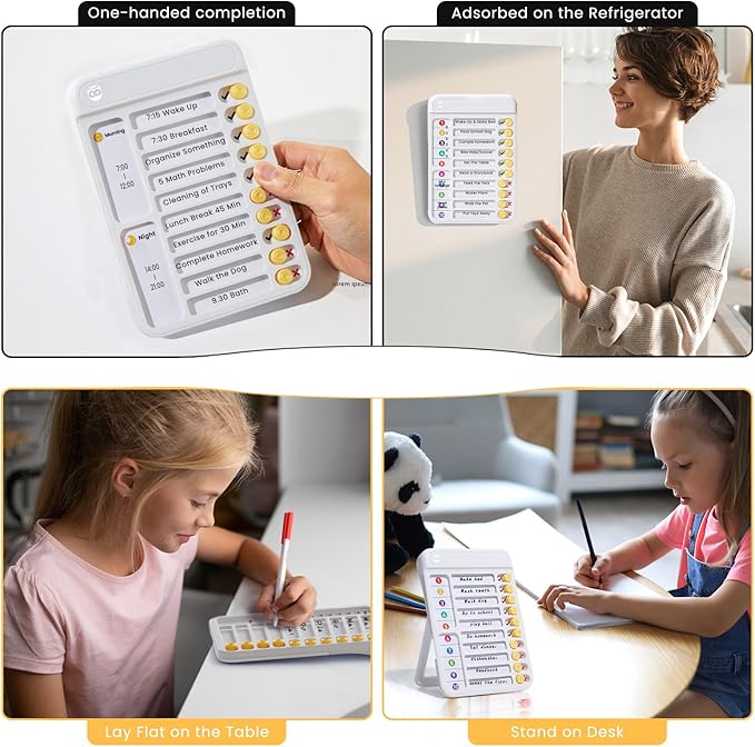 Chore Chart for Kids Visual Schedule for Kids to Do List Checklist Chore Board ADHD Tools Magnetic Chore Chart with Sliders and Magnetic Marker for Fridge 2PCS White Chore Chart for Kids Multiple Kids