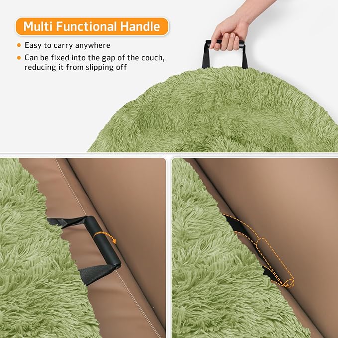 GGIB Calming Dog Bed Fluffy Plush Dog Mat for Furniture Protector with Removable Washable Cover for Large Medium Small Dogs and Cats (Extra Large (53x39.3x6), Grass Green)