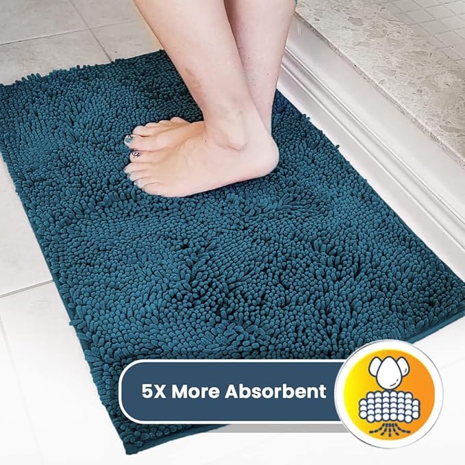 Muddy Mat® Original Dog Door Mat for Muddy Paws, Super Absorbent Microfiber, Non-Slip Washable Pet Rug, Quick Dry Chenille Entryway Carpet, Machine Washable Indoor Outdoor mat, Atlantic Blue 36"x120"