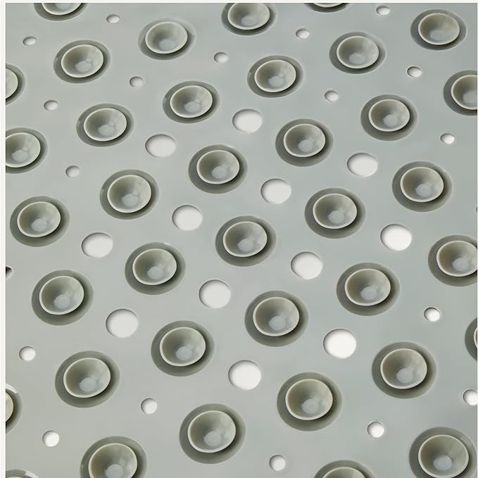 Amazon Basics Non-Slip Bath Mat with Suction Cups for Tub and Shower, 40" x 16", Grey