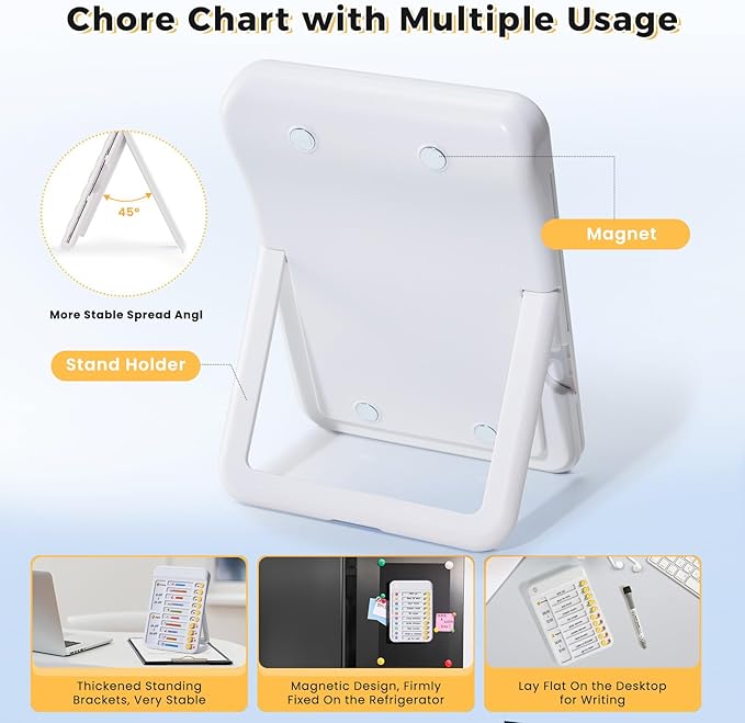Chore Chart for Kids Visual Schedule for Kids to Do List Checklist Chore Board ADHD Tools Magnetic Chore Chart with Sliders and Magnetic Marker for Fridge 2PCS White Chore Chart for Kids Multiple Kids