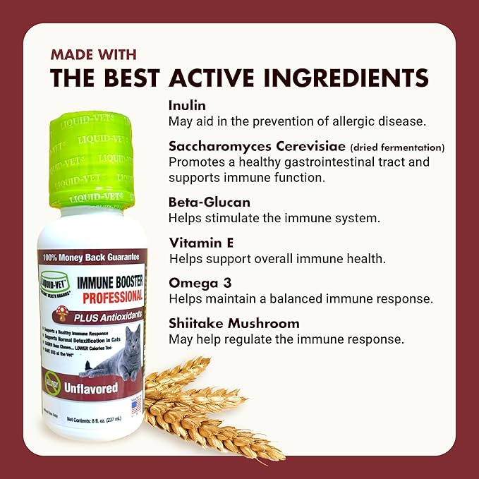Immune Support for Cats – Daily Formula with Inulin, Beta-Glucan, Vitamin E, Omega-3s, Fermented Yeast & More! - Made for Picky Eaters