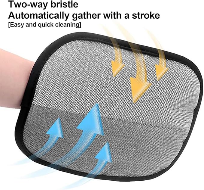 2025 New Upgraded Electrostatic Pet Hair Removal Gloves - Reusable Cat Hair Remover & Dog Hair Removal Mitt with Elastic Cuff & Finger Loops for Furniture, Bedding, Car (2pcs)