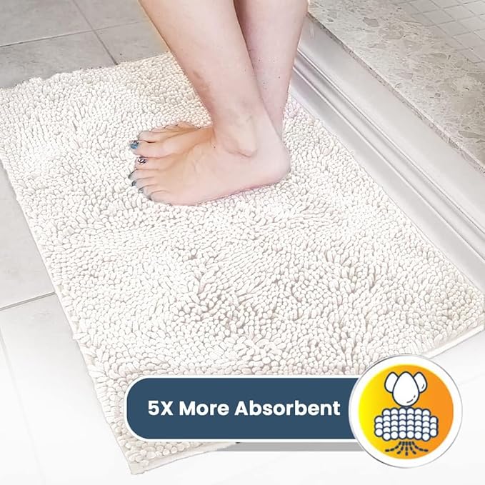 Muddy Mat® Shown on TV – Super Absorbent Microfiber Dog Door Mat for Muddy Paws, Non-Slip Washable Pet Rug, Quick Dry Chenille Entryway Carpet, Machine Washable Indoor Outdoor mat, White 30"x19"
