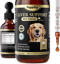 Milk Thistle for Dogs – 9-in-1 Liver and Kidney Support Drops with Artichoke, Resveratrol, Marigold Extract, 100% Natural Detox Supplement for Liver Function, Split Dropper, Chicken Flavor, 2Oz