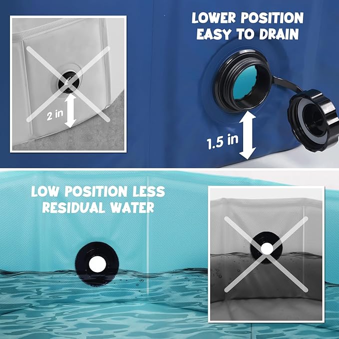 Furrybaby Dog Pool, Kiddie Pool with Hard Plastic Foldable Dog Bath Tub Portable for Dogs, Kids and Pet Swimming (Navy 39'') Indoor and Outdoor