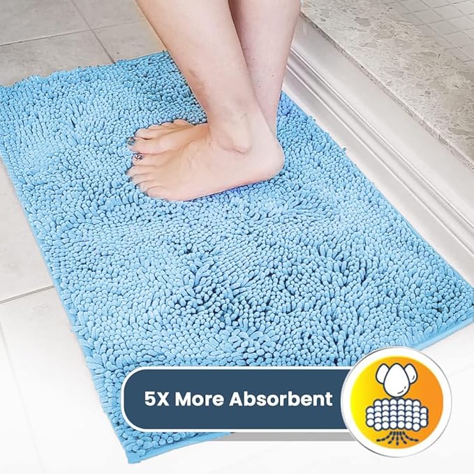 Muddy Mat® Original Dog Door Mat for Muddy Paws, Super Absorbent Microfiber, Non-Slip Washable Pet Rug, Quick Dry Chenille Entryway Carpet, Machine Washable Indoor Outdoor mat, Sky Blue 18"x28"