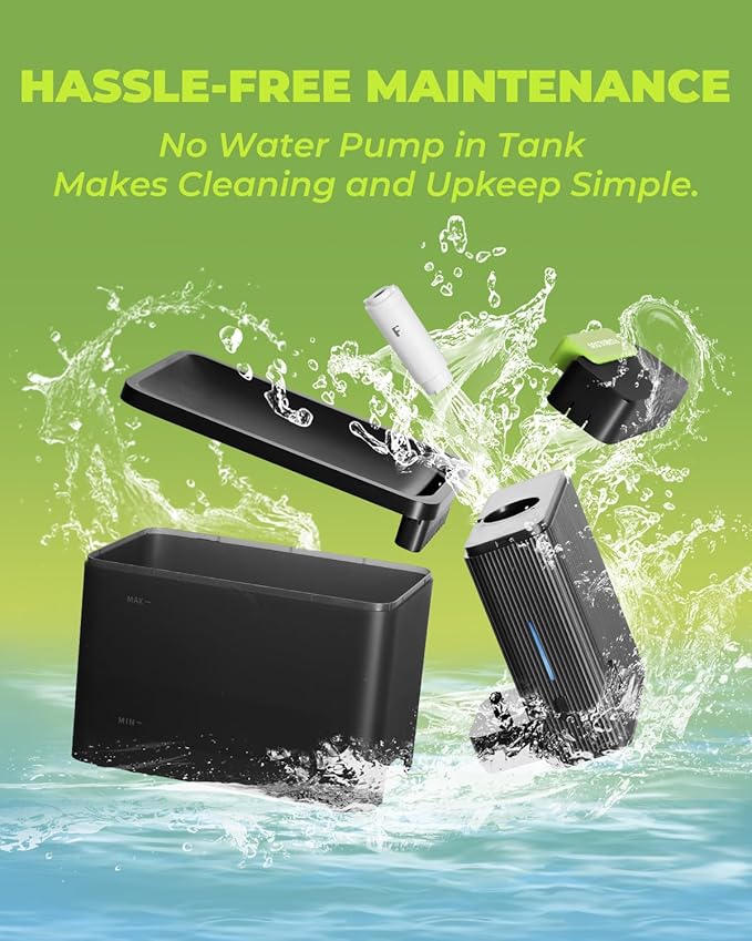 Furbulous 316 Stainless Steel Automatic Water Fountain with Ultrafiltration Tech, 3.3L/112oz Large Bowl, Ultra-Quiet, BPA-Free Dish Two Modes Water Dispenser for Cats/Medium Dogs/Pets (Black)