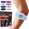 Sleeve Stars Tennis Elbow Brace for Women - Adjustable Tennis Elbow Strap, Golfers Elbow Brace for Men, Counterforce Brace for Tendonitis Relief, Fits 9"-23" (Single/Light Blue)