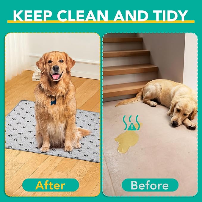 2 Pack Extra Large 72"X72" Washable Pee Pads for Dogs Super Absorbent Dog Training Pads Non-Slip Waterproof Pet Training Pads Mats Whelping Pads for Dogs Cats Puppy