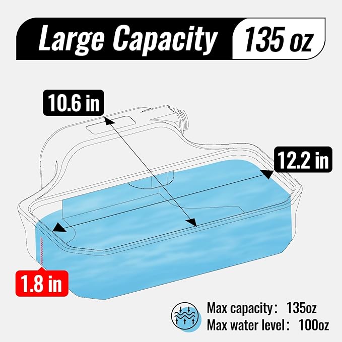 135OZ Automatic Water Dispenser for Dogs Patented Automatic Dog Water Bowl Fit 3/4'' GHT Male Faucet Outdoor Large Dog Water Bowl Include Water Hose Copper Connector Large Drinking Area Brown