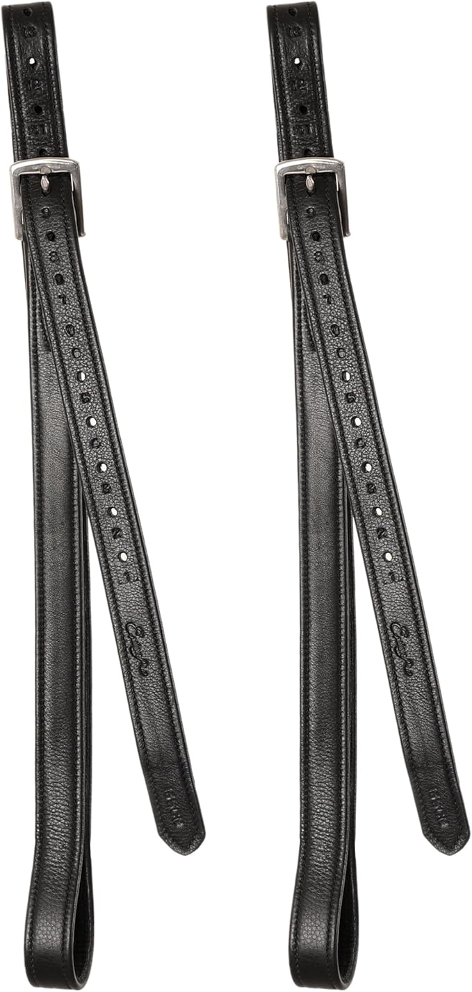 Exion FlexiStrong Stirrup Leathers for English Saddles – 1" Premium Calfskin with Nylon Core – Numbered Holes, Stainless Steel Buckles – Black/Brown – Horse Riding Gear (48"/120cm to 62"/155cm)