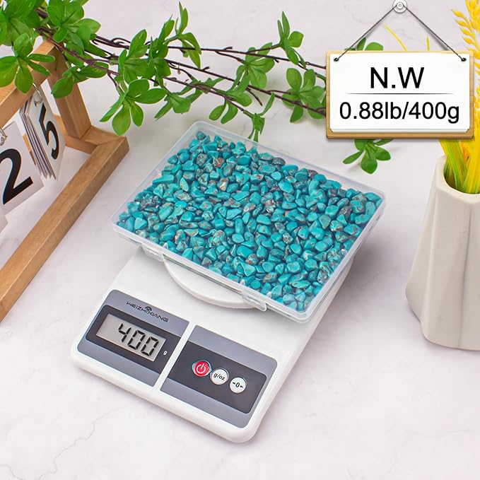 0.88 Lb Turquoise Aquarium Gravel Rocks Betta Fish Tank Pebbles, Polished Tumbled Crystals Stones Crushed Quartz Chips for Crafts, Fish Turtle Tank and Home Decoration