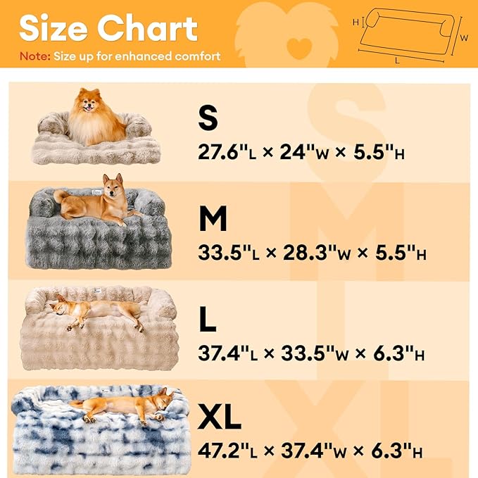 FUNNY FUZZY Pet Fluffy Fuzzy Couch Cover, Calming Washable Dog Bed Sofa Protector Pets Mat for Small Medium Dogs and Cats (Tie-dye Grey,33.45 × 28.35 × 5.51 in)