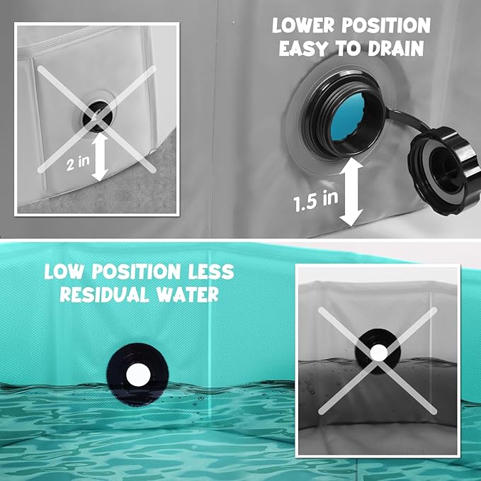 Furrybaby Dog Pool, Kiddie Pool Hard Plastic Foldable Dog Pools for Large Dogs Portable Pet Doggie Wading Swimming (Grey 47'') Indoor and Outdoor