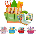 Matching Board Book - Green Kids Gardening Tools Set Includes Sturdy Tote Bag, Watering Can, Shovel, Rake, and Trowel - Garden Storybook - Kids Garden Tools- Easter Gifts for Toddler Age on up.
