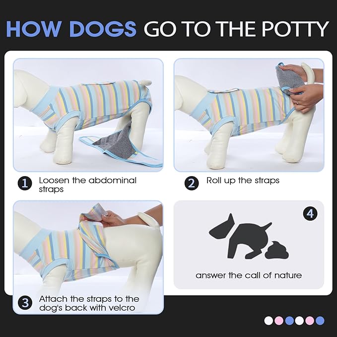 FUAMEY Recovery Suit for Dogs After Surgery,Soft Breathable Dog Bodysuit E-Collar & Cone Alternative Surgical Suit,Male Female Dog Neuter Spay Suits Anti Licking Wounds Onesie Blue Yellow Stripes M