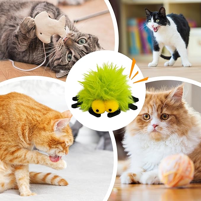 2 Pack-Spider Cat Kicker Toy with Catnip & Bell Inside, Cat Stuffed Animal Soft Cat Toys, Cute Cat Feather Toy Plush Cat Toy, Cat Nip Toys Cat Toys for Bored Cats, Interactive Cat Toys for Indoor Cats