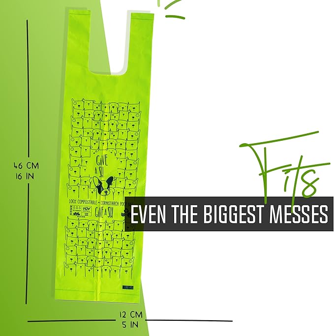 100% Certified Home Compostable Dog Poop Bags with Handles - 10% to Charity - ASTM D6400 & EN 13432 Compliant - 240 x Plant Based X Large Compostable Poop Bags (20 Rolls)